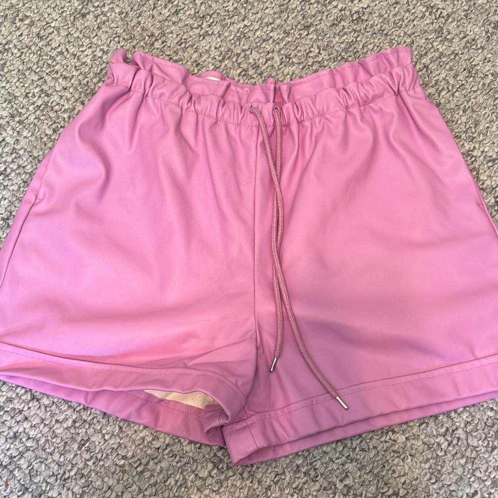 Topshop Pink Leather Shorts
